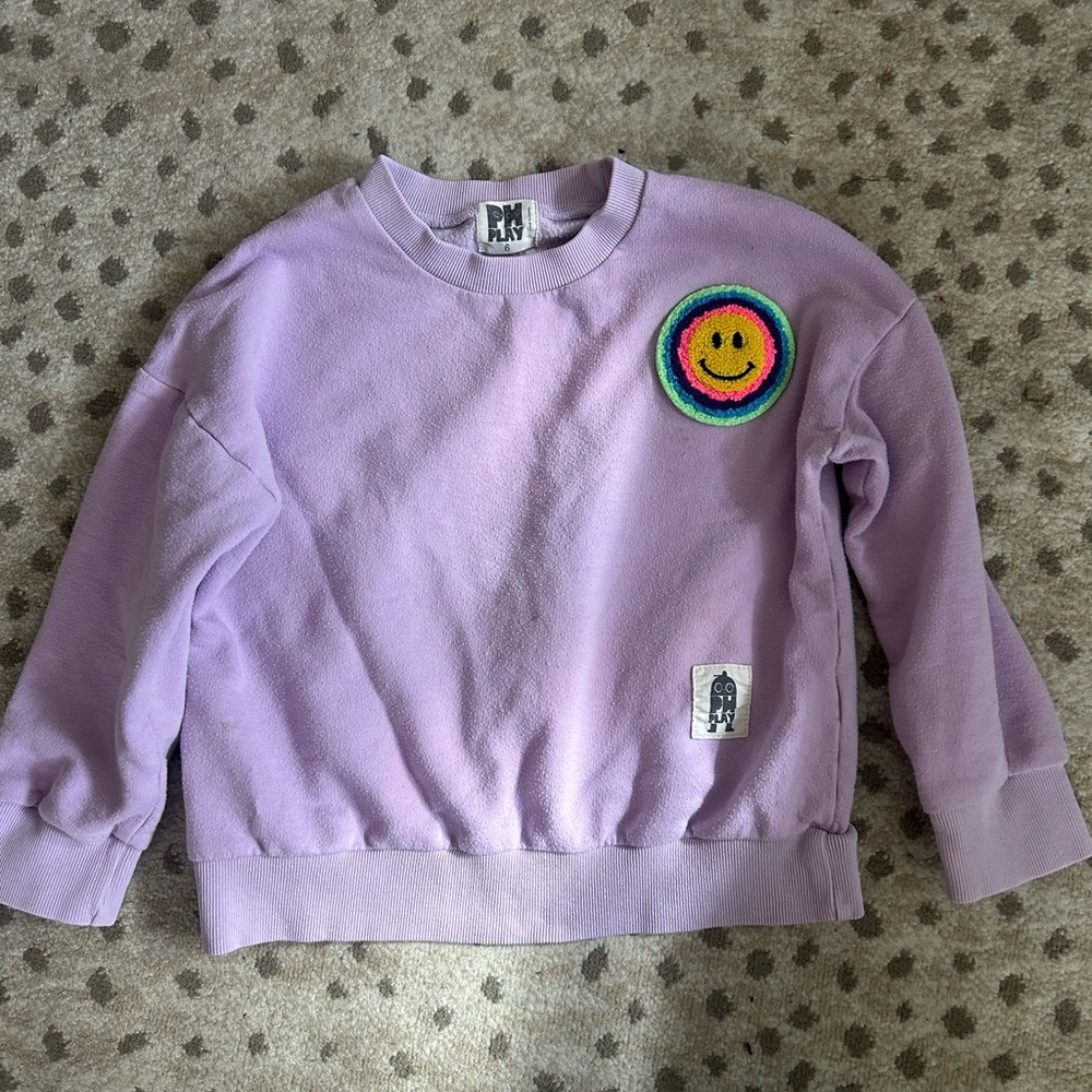 Petite Hailey Kids Purple Sweatshirt with Smiley Patch